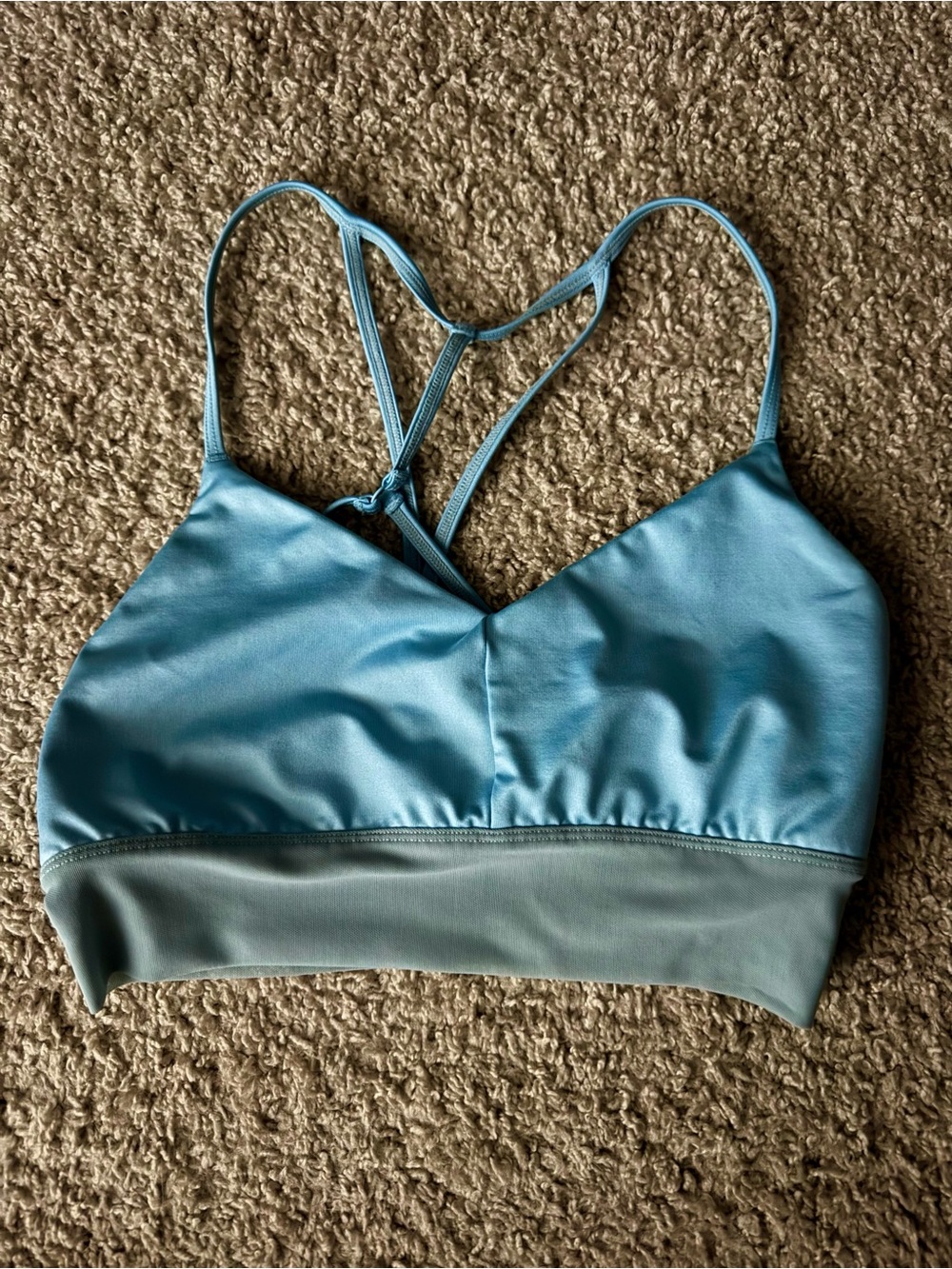 ALO Yoga Sky Blue Strappy Sports Bra
